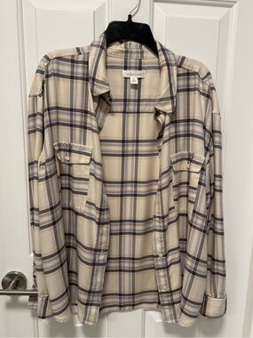 Treasure & Bond Boxy Plaid Flannel Button-Up Shirt
